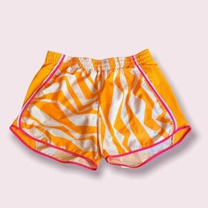 Nike Womens Dri-FIT Running Shorts Orange White Chevron Print Size Small
